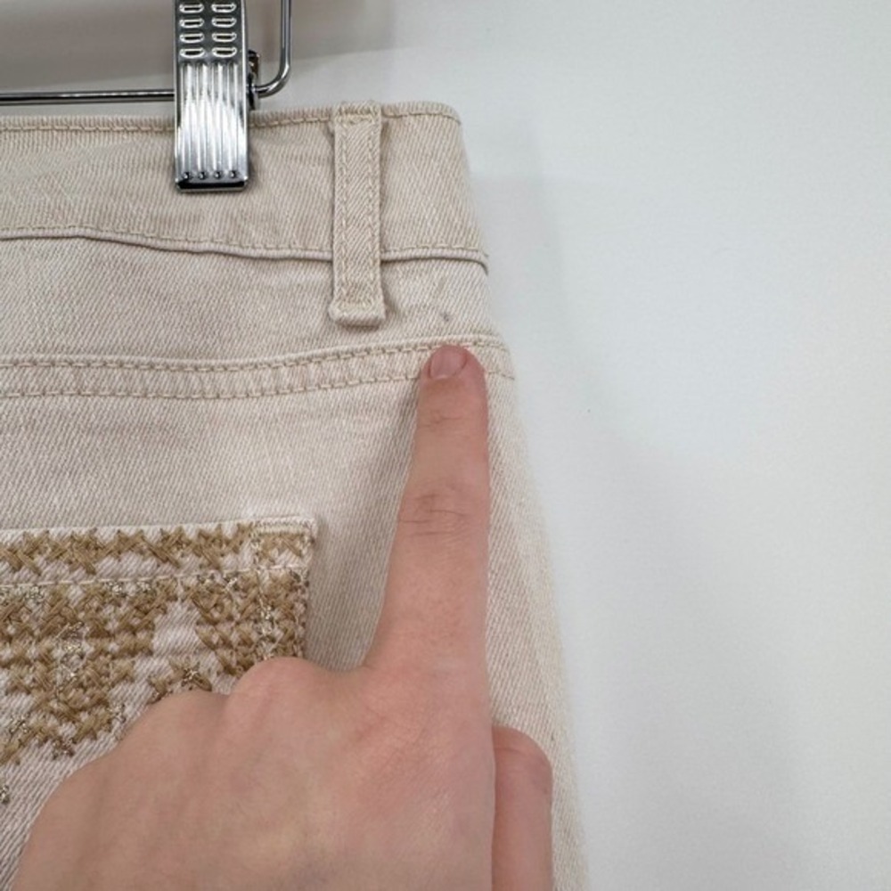 Laura Ashley Y2K Cream Straight Jeans with‎ Gold Pocket Details Women's Sz 12P - Picture 4 of 12